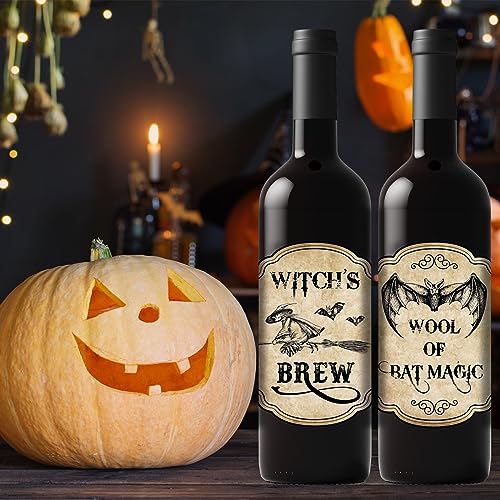 Vintage Halloween Wine Bottle Labels - 54 Pack