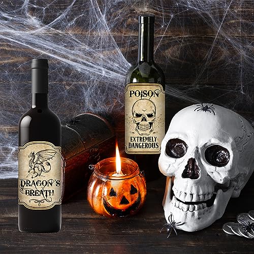 Vintage Halloween Wine Bottle Labels - 54 Pack