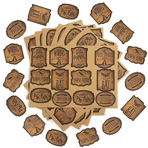 84pcs Halloween Wine Bottle Labels and Stickers