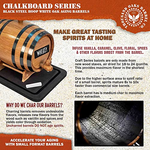 Mini Oak Barrel Dispenser with Chalkboard Front