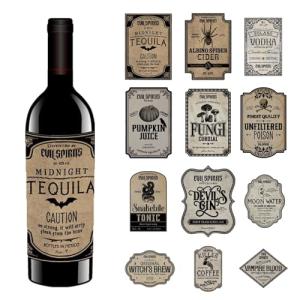 36 Vintage Halloween Bottle Labels Set