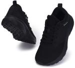 Joomra Women's Black Wide Toe Tennis Sneakers