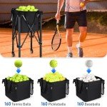 TOBWOLF Portable Tennis Ball Cart for 160 Balls