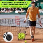 Portable Tennis Ball Collector with Wheels and Basket