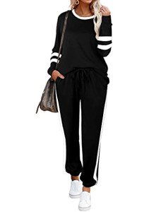 Aloodor Women's Two-Piece Sweatshirt Set, Black