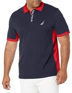 Men's Short Sleeve Color Block Tennis Polo - Navy