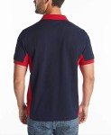 Men's Short Sleeve Color Block Tennis Polo - Navy