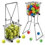 Portable Tennis Ball Collector with Wheels and Basket