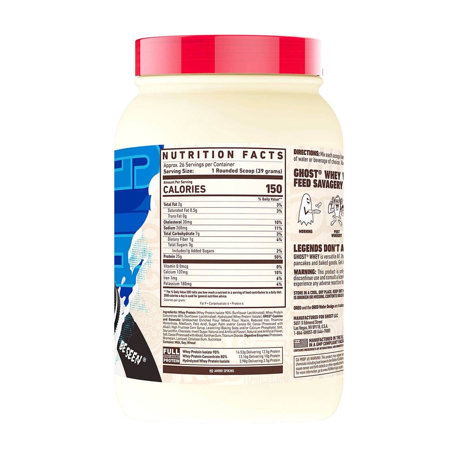 GHOST Oreo Protein Powder, 2lb - 25g Protein