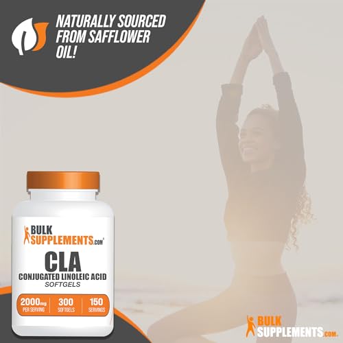 BULKSUPPLEMENTS.COM Conjugated Linoleic Acid Softgels - CLA 2000mg - CLA Supplements - CLA Safflower Capsules - CLA Pills - 2 CLA Softgels per Serving - 150-Day Supply (300 Softgels)