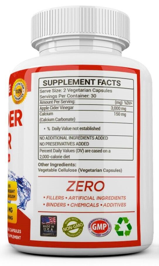 Pure Apple Cider Vinegar: 3000mg Weight Loss Pills