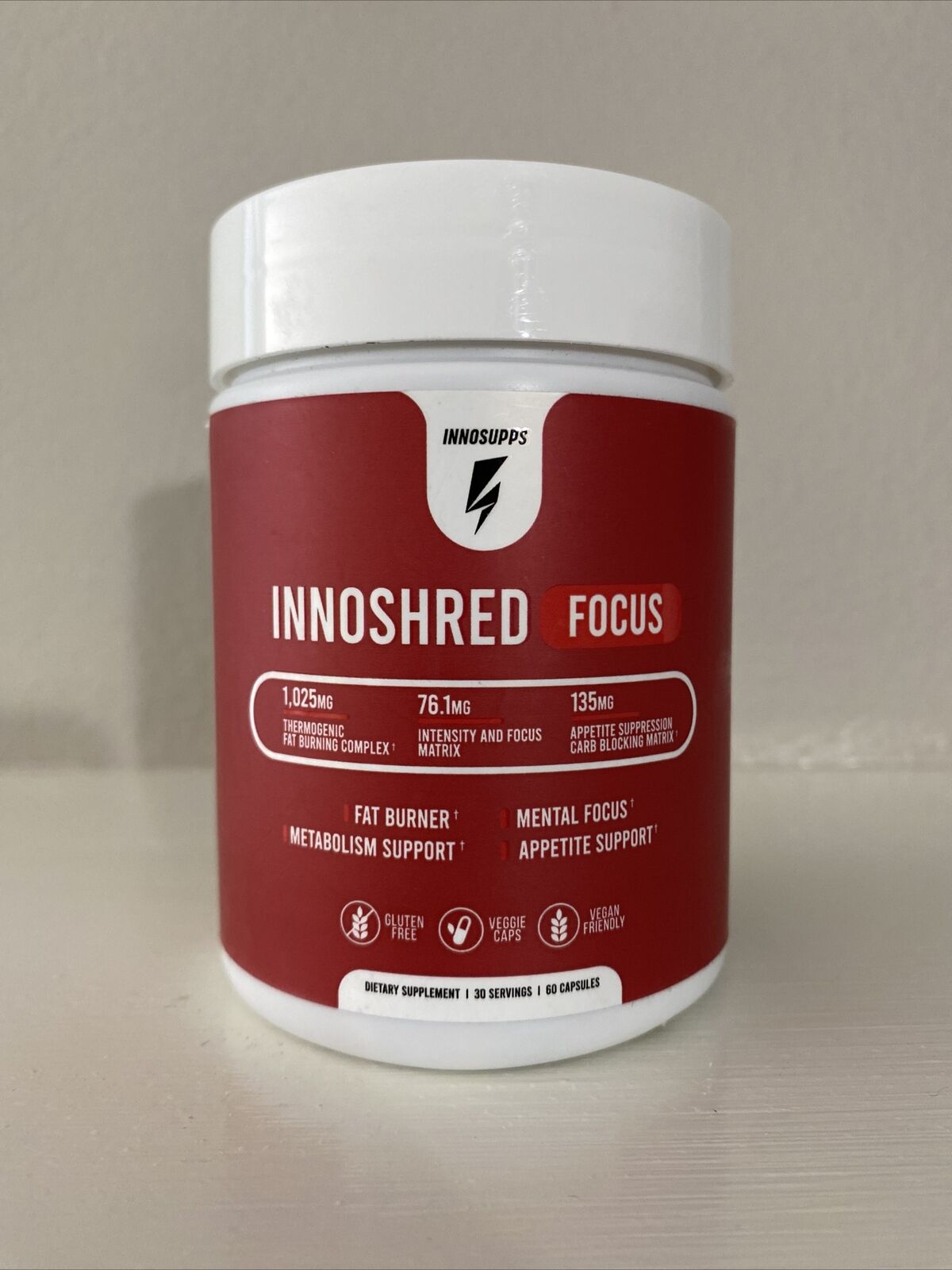 Innosupps Inno Shred Focus Dietary Supplement 60 Capsules Exp. 12/2024