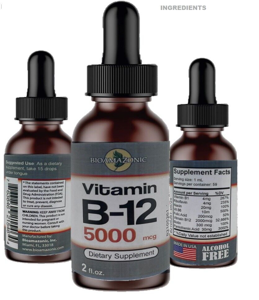 B12 Sublingual Drops: 5000mcg Energy Booster (2oz)