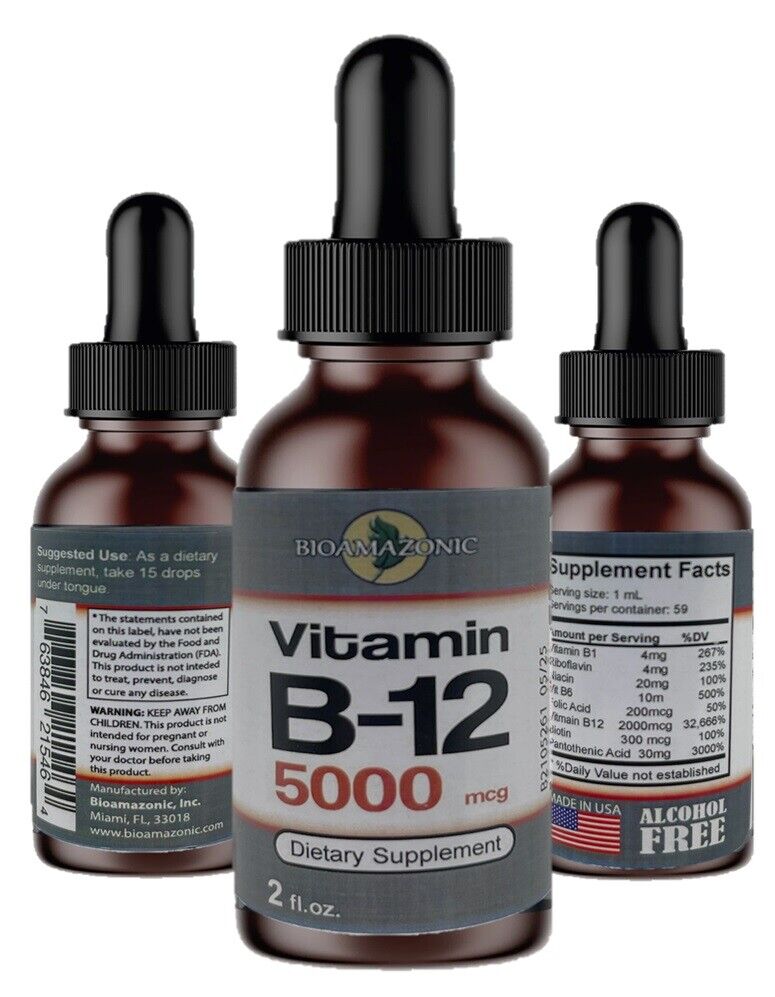 B12 Sublingual Drops: 5000mcg Energy Booster (2oz)