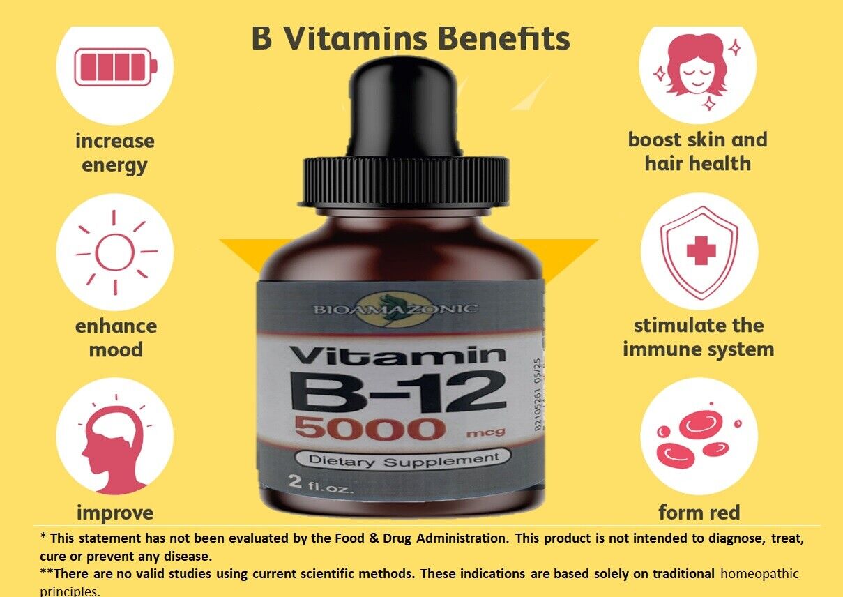 B12 Sublingual Drops: 5000mcg Energy Booster (2oz)