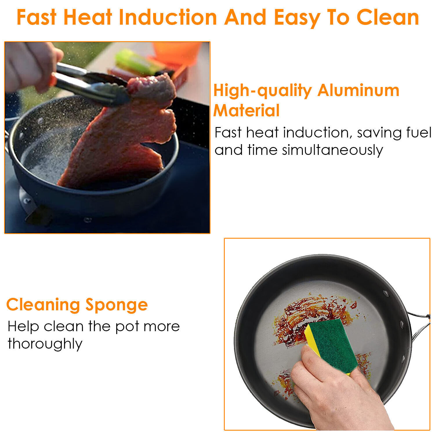 8 Piece Camping Cookware Set for Outdoor Cooking