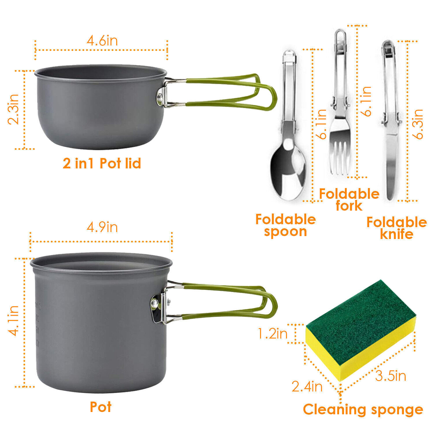 8 Piece Camping Cookware Set for Outdoor Cooking