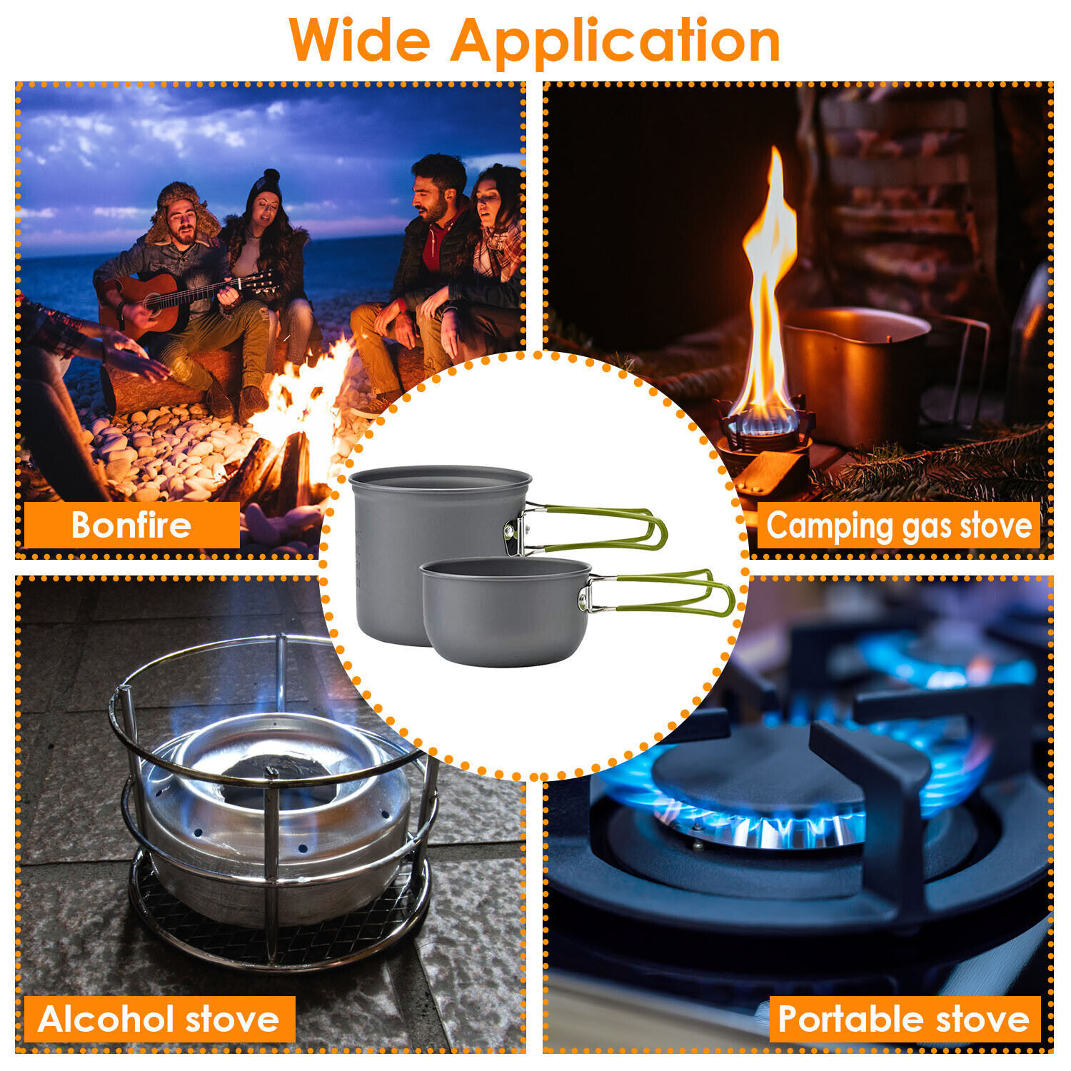 8 Piece Camping Cookware Set for Outdoor Cooking