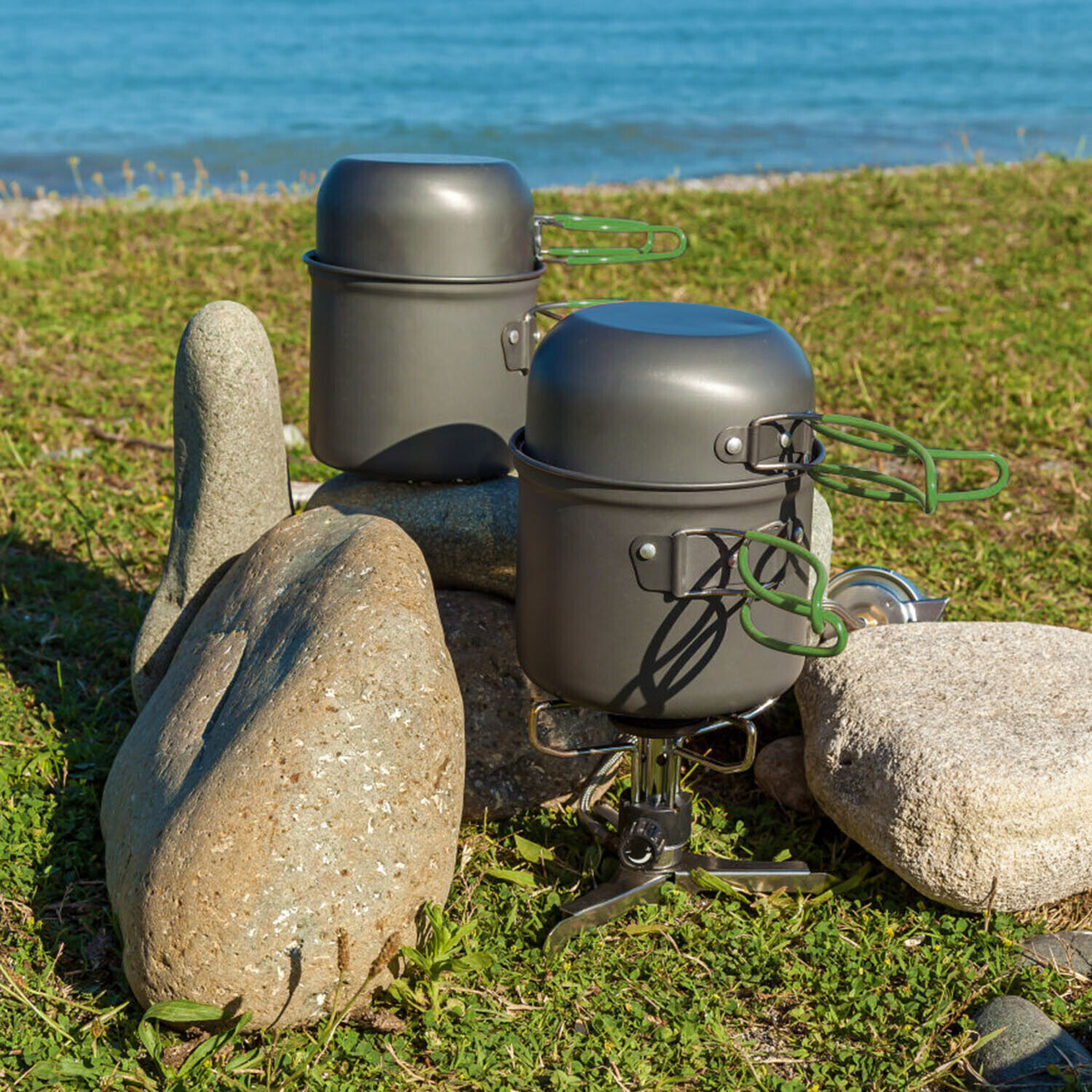 8 Piece Camping Cookware Set for Outdoor Cooking