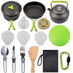 Portable Camping Cookware Mess Kit with 16 Pieces