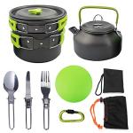 Portable Camping Cookware Mess Kit with 16 Pieces
