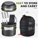 Backpacking Camping Cookware Set with Pots and Pans