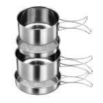 Set of 4 Stainless Steel Camping Pots
