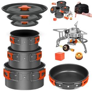 10-Piece Camping Cookware Set with Stove