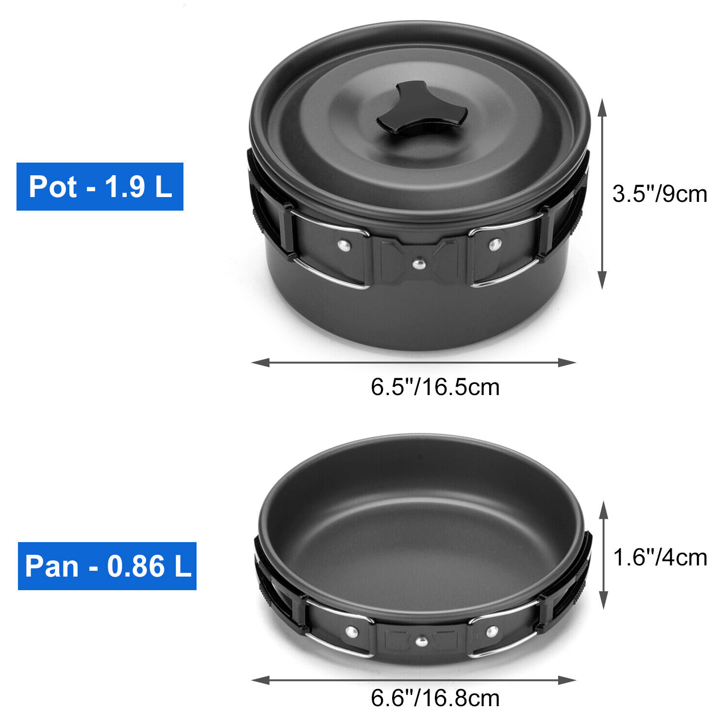 10pc Outdoor Camping Cookware Mess Kit Pot Pan Cup