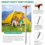 Heavy-Duty Family Tent Stakes with Ropes - 10 Pack