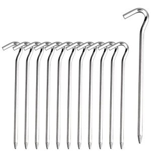 12 Aluminum Tent Pegs with Hooks - 7
