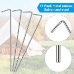 17 Pack Heavy Duty Metal Tent Stakes
