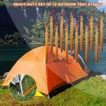 12 Pack Heavy Duty Aluminum Tent Stakes, Orange