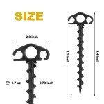 Spiral Tent Stakes for Beach and Camping - 6 Pack