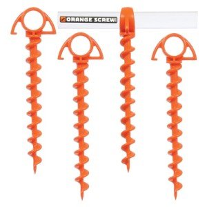 Heavy Duty Orange Screw Tent Stakes - 4 Pack
