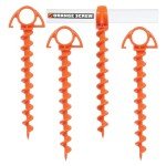 Heavy Duty Orange Screw Tent Stakes - 4 Pack