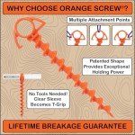 Heavy Duty Orange Screw Tent Stakes - 4 Pack