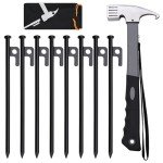 Heavy-Duty Forged Steel Tent Stakes & Hammer Set