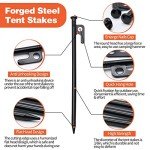 Heavy-Duty Forged Steel Tent Stakes & Hammer Set