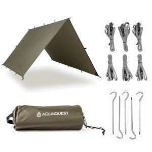 AquaQuest Defender Heavy Duty Camping Tarp, Olive Drab