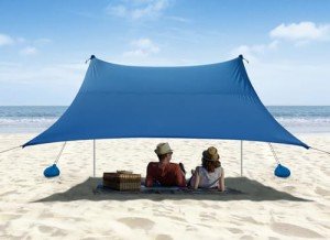 Pop-Up Beach Tent with Sandbags and Sun Protection