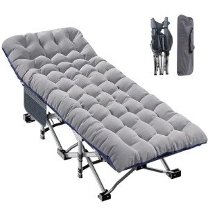 XXL Folding Camping Cot with Mat and Carry Bag