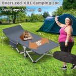 XXL Folding Camping Cot with Mat and Carry Bag