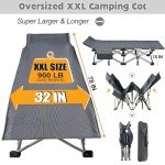XXL Folding Camping Cot with Mat and Carry Bag