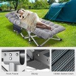 XXL Folding Camping Cot with Mat and Carry Bag