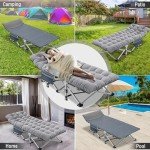 XXL Folding Camping Cot with Mat and Carry Bag