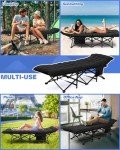 Heavy-Duty Double Layer Camping Cot with Pockets