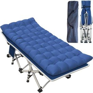 GETOVIN Heavy-Duty Camping Cot with Thick Pad