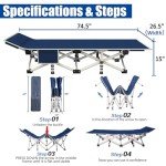 GETOVIN Heavy-Duty Camping Cot with Thick Pad