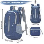 ZOMAKE Lightweight 25L Foldable Backpack - Navy Blue